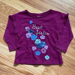 LAST CHANCE! 🎈CARTER’S NWOT Baby Girl Long Sleeve Purple Tee with Flowers 18M